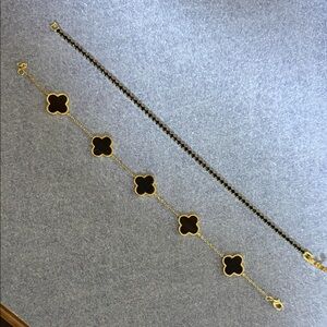 Elegant Gold and Black Bracelet Duo